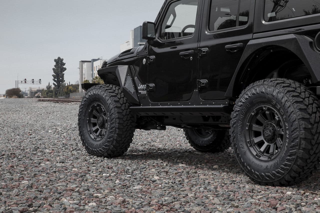 Rear view of 2019 Jeep Wrangler with wheels