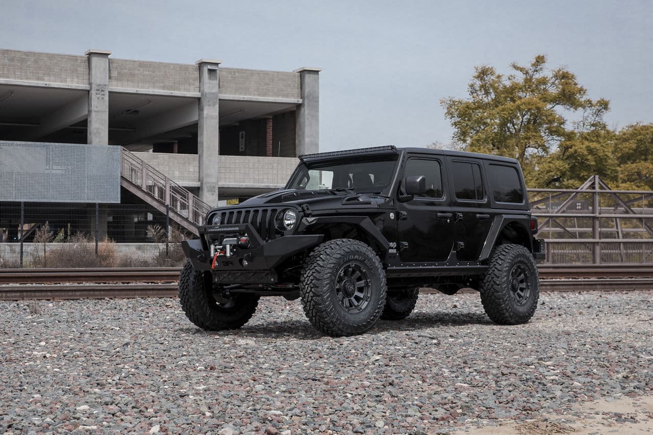 Interior of 2019 Jeep Wrangler with wheels