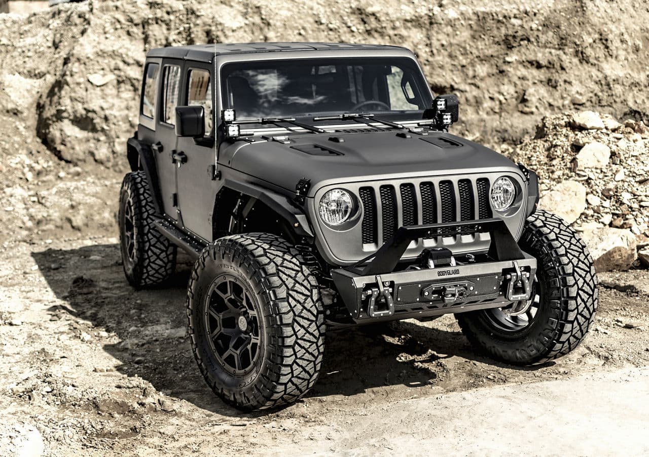 Rear view of 2019 Jeep Wrangler with wheels
