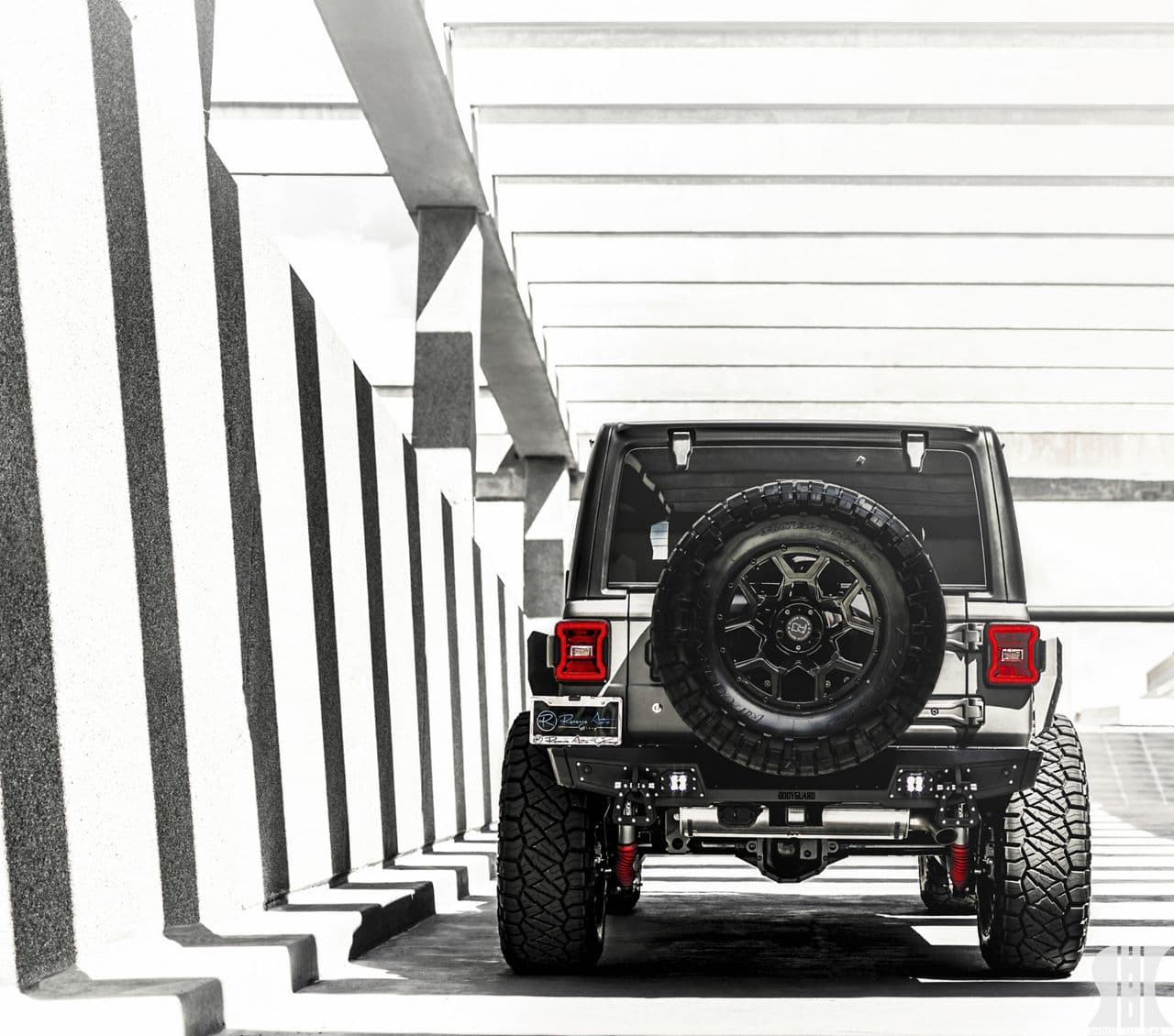 Interior of 2019 Jeep Wrangler with wheels