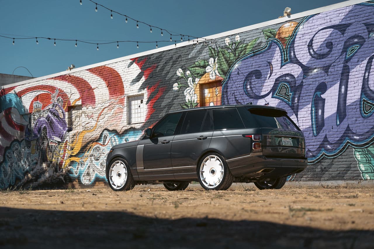 Front view of 2019 Land Rover Range Rover with vehicle wraps
