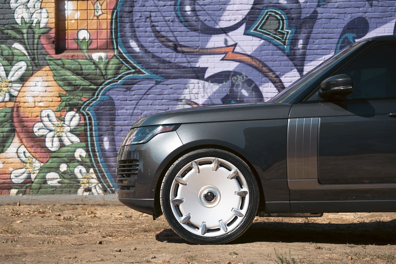 Rear view of 2019 Land Rover Range Rover with vehicle wraps