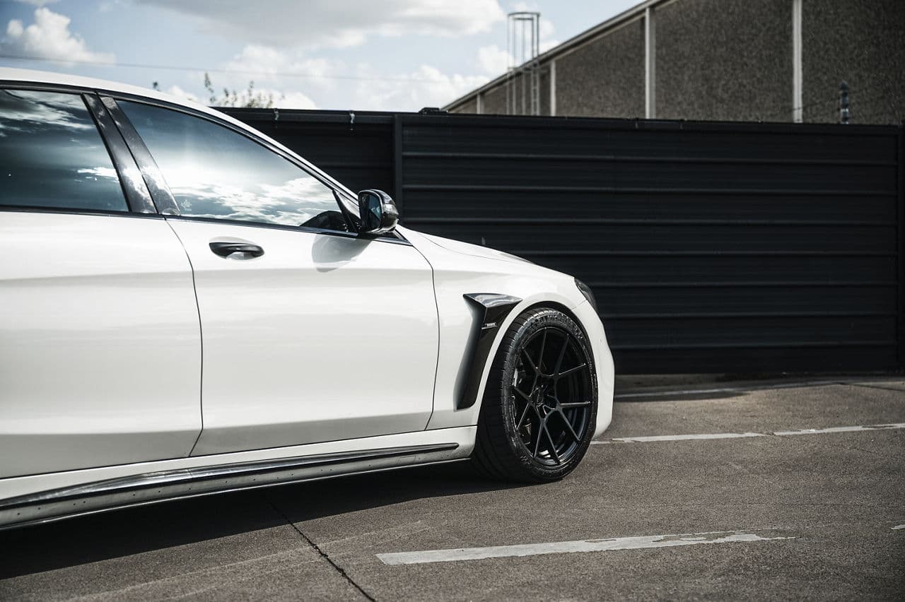 Rear view of 2019 Mercedes-Benz AMG S63 with wheels