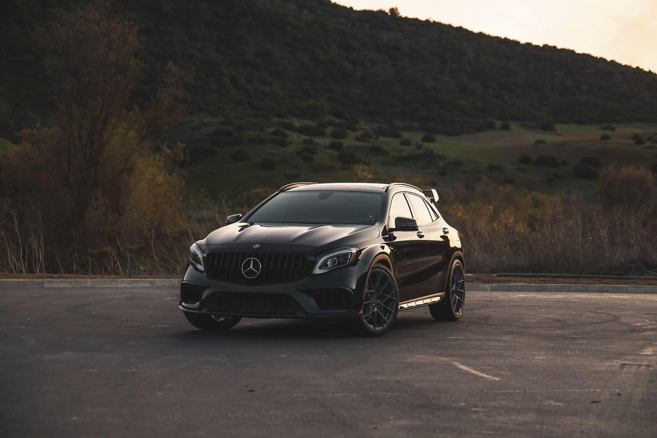 Side profile of 2019 Mercedes-Benz GLA45 with wheels