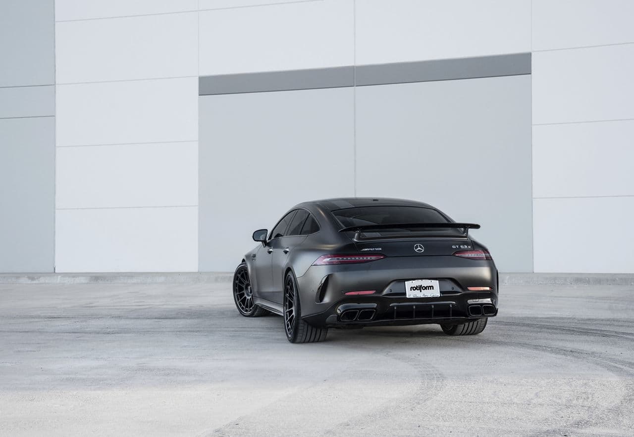 Rear view of 2019 Mercedes-Benz GT63 with wheels