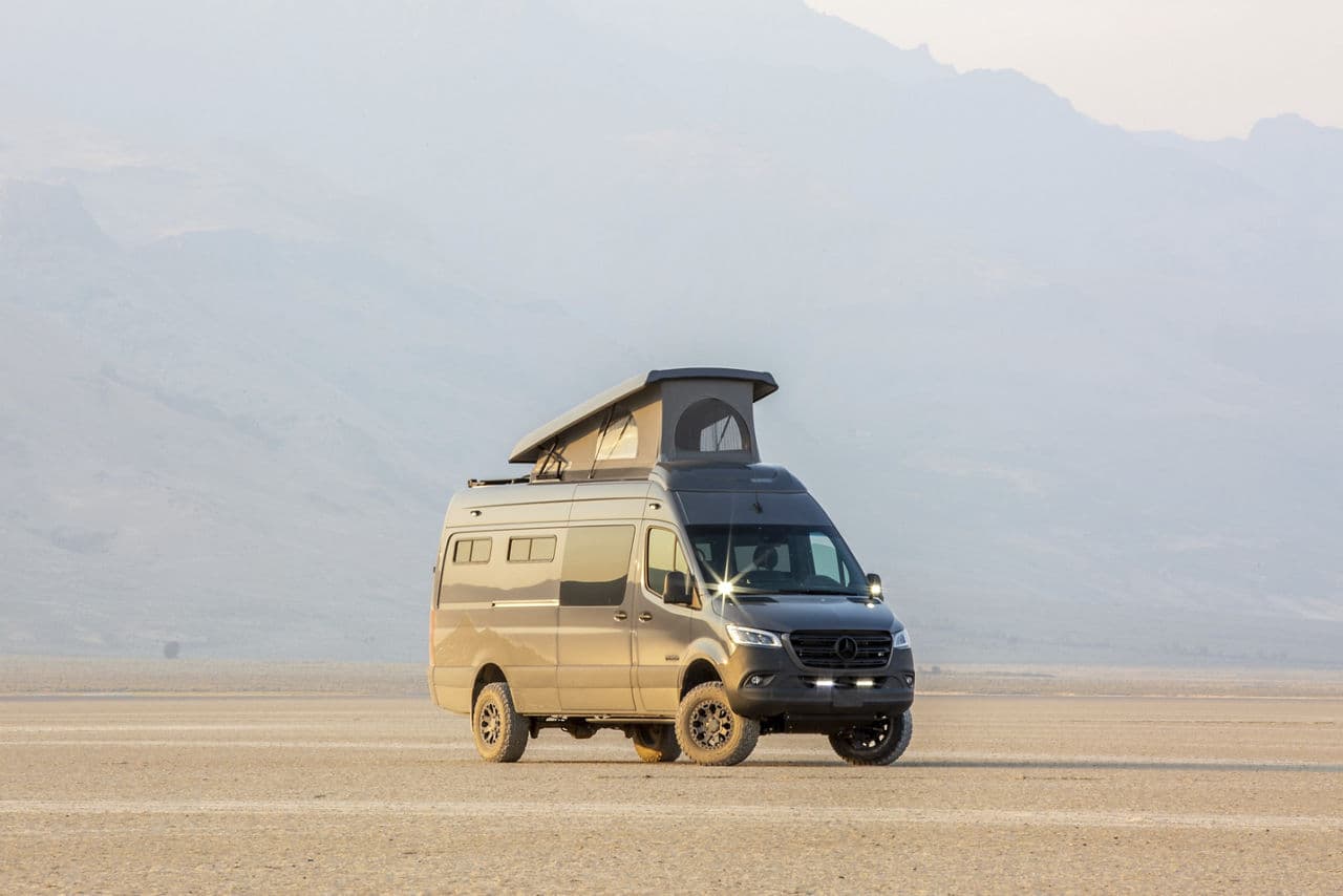 Side profile of 2019 Mercedes-Benz Sprinter with wheels