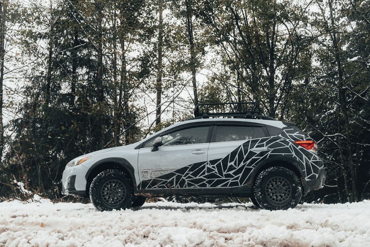 Side profile of 2019 Subaru Crosstrek with wheels