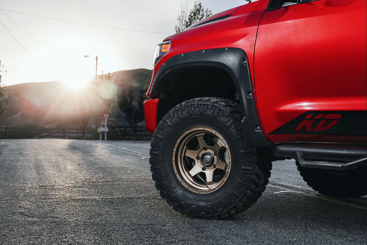 Rear view of 2019 Toyota Tundra with vehicle wraps