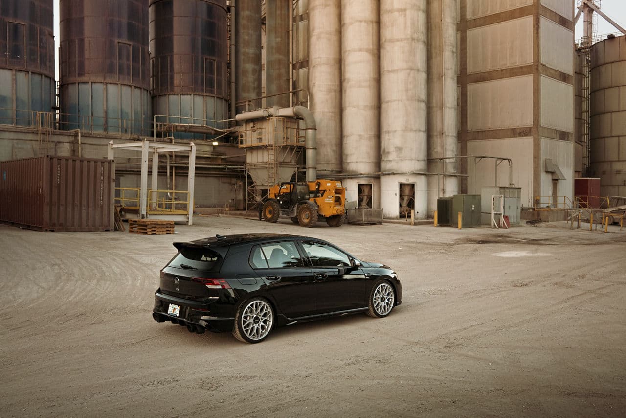 Rear view of 2019 Volkswagen Golf R with wheels