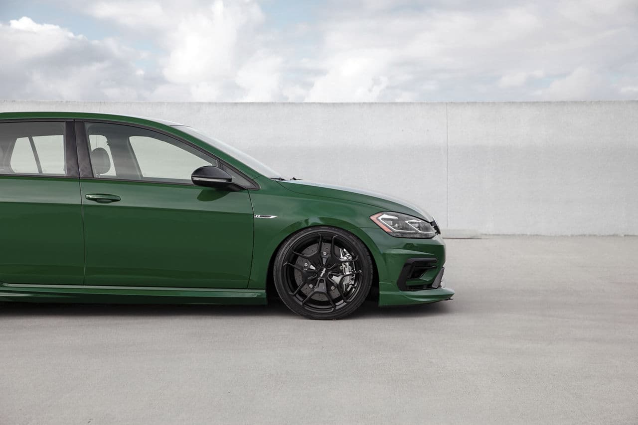 Rear view of 2019 Volkswagen Golf R with wheels