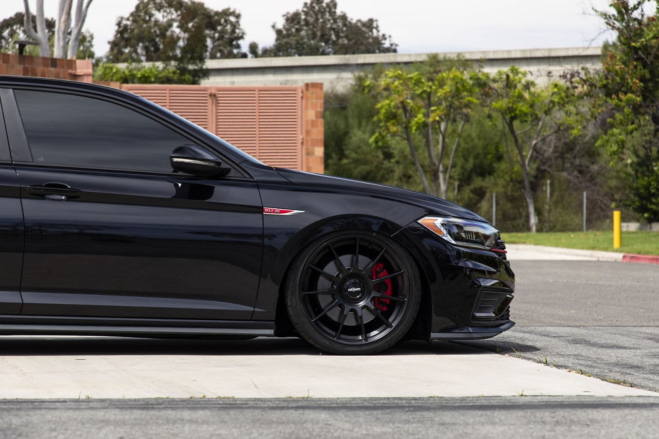 Rear view of 2019 Volkswagen Jetta GLI with tuner wheels