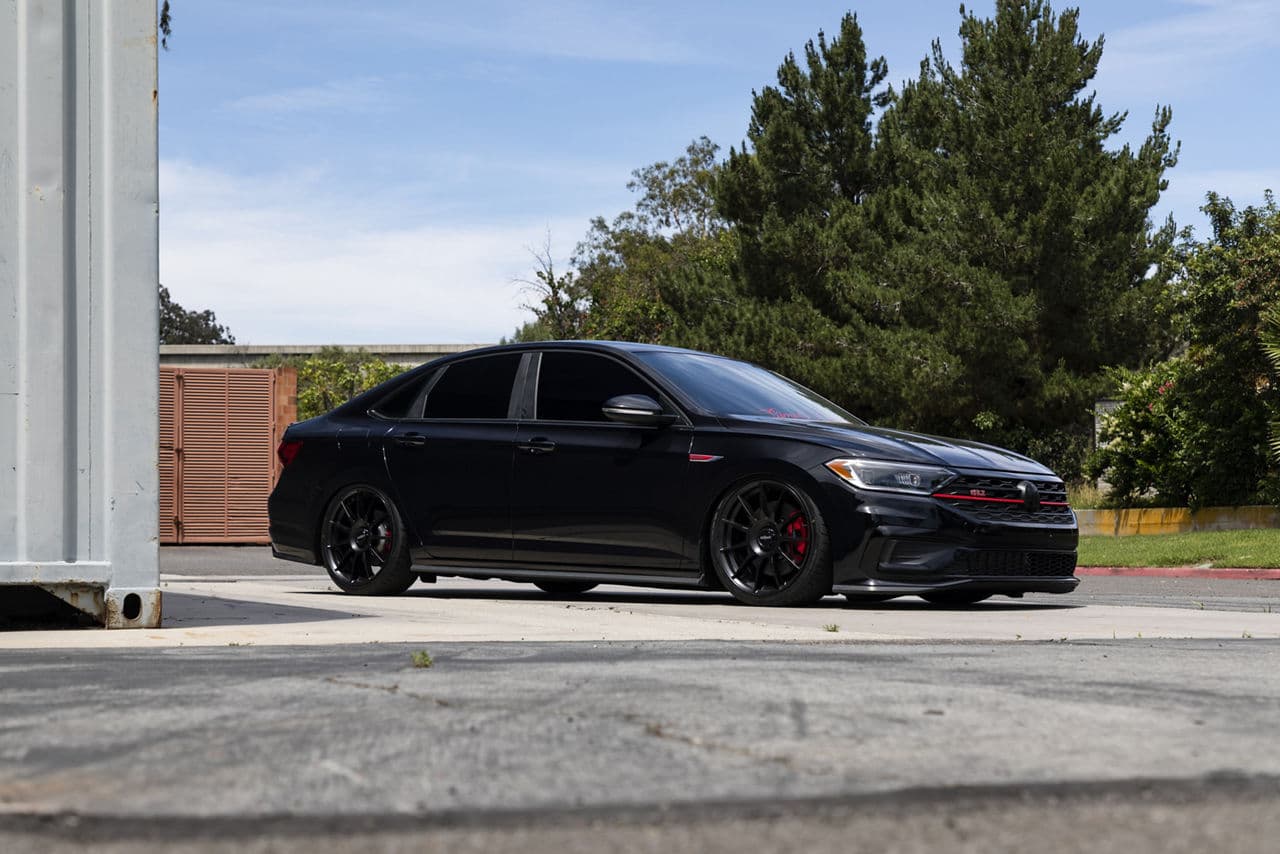 Detail view of 2019 Volkswagen Jetta GLI with tuner wheels