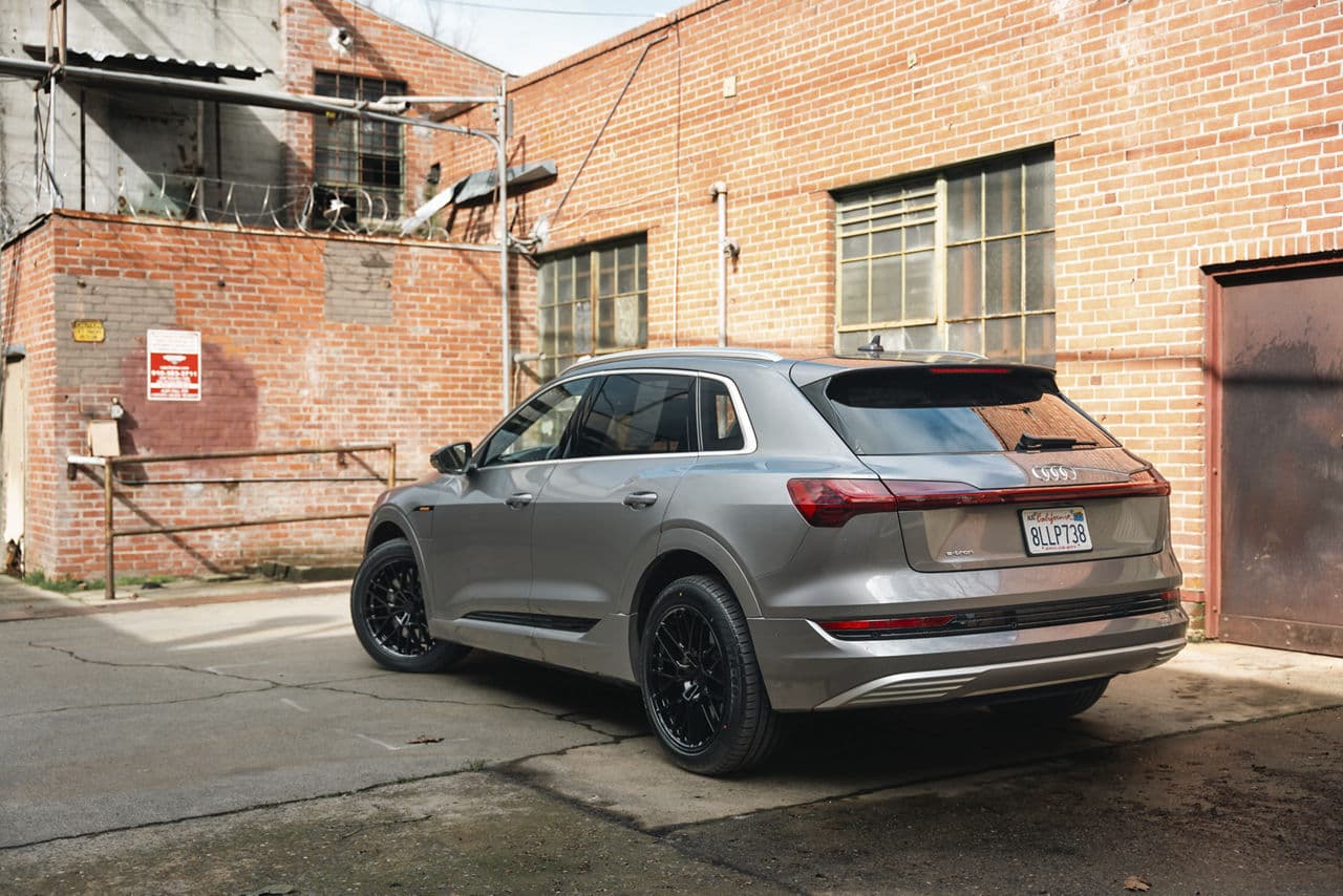 Detail view of 2020 Audi Q8 e-tron with wheels