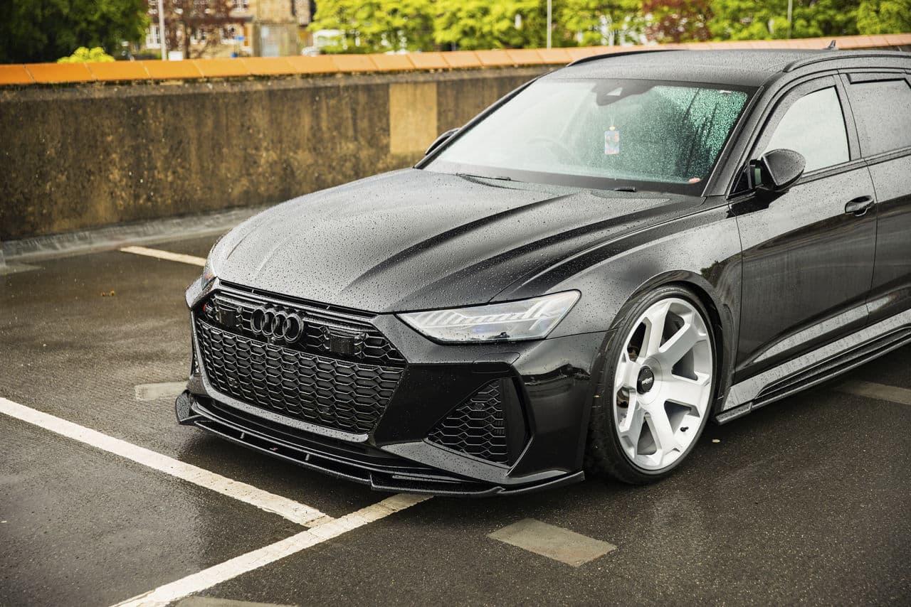 Rear view of 2020 Audi RS6 with wheels