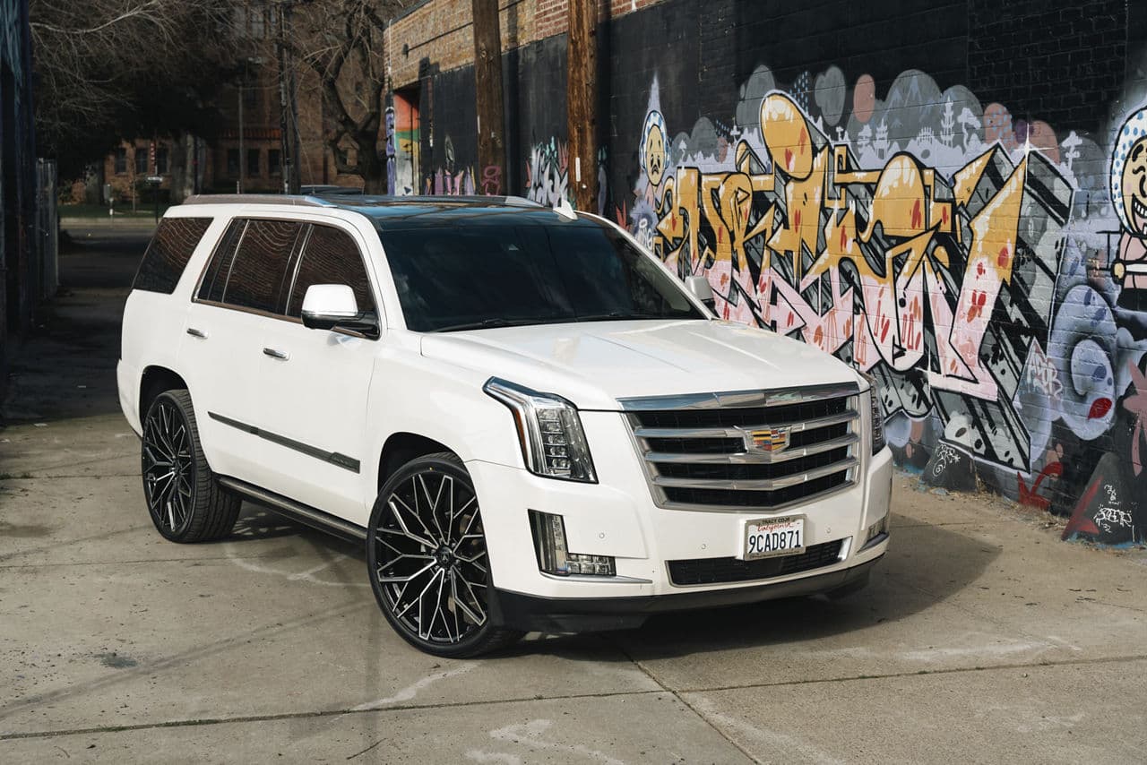 Front view of 2020 Cadillac Escalade with truck suv wheels