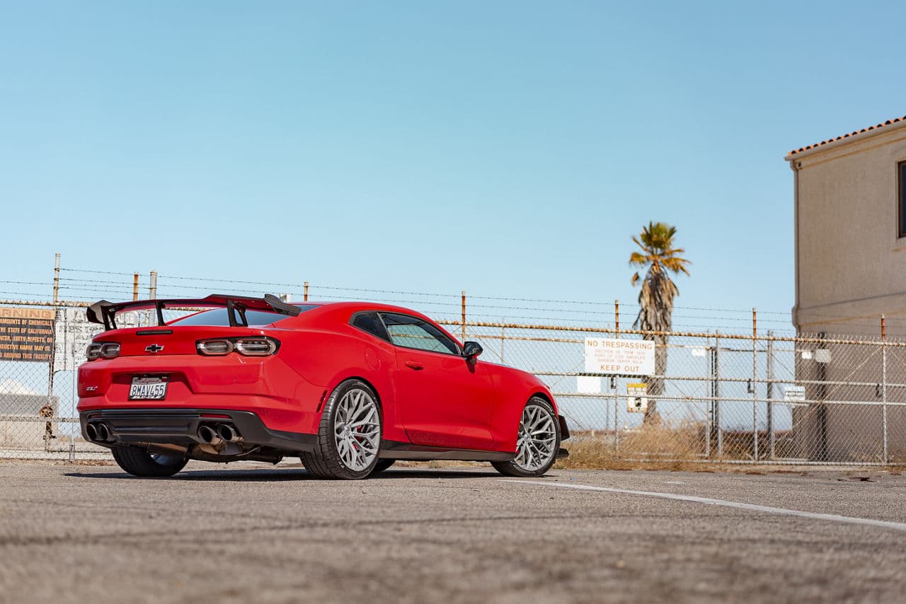 Side profile of 2020 Chevrolet Camaro with wheels