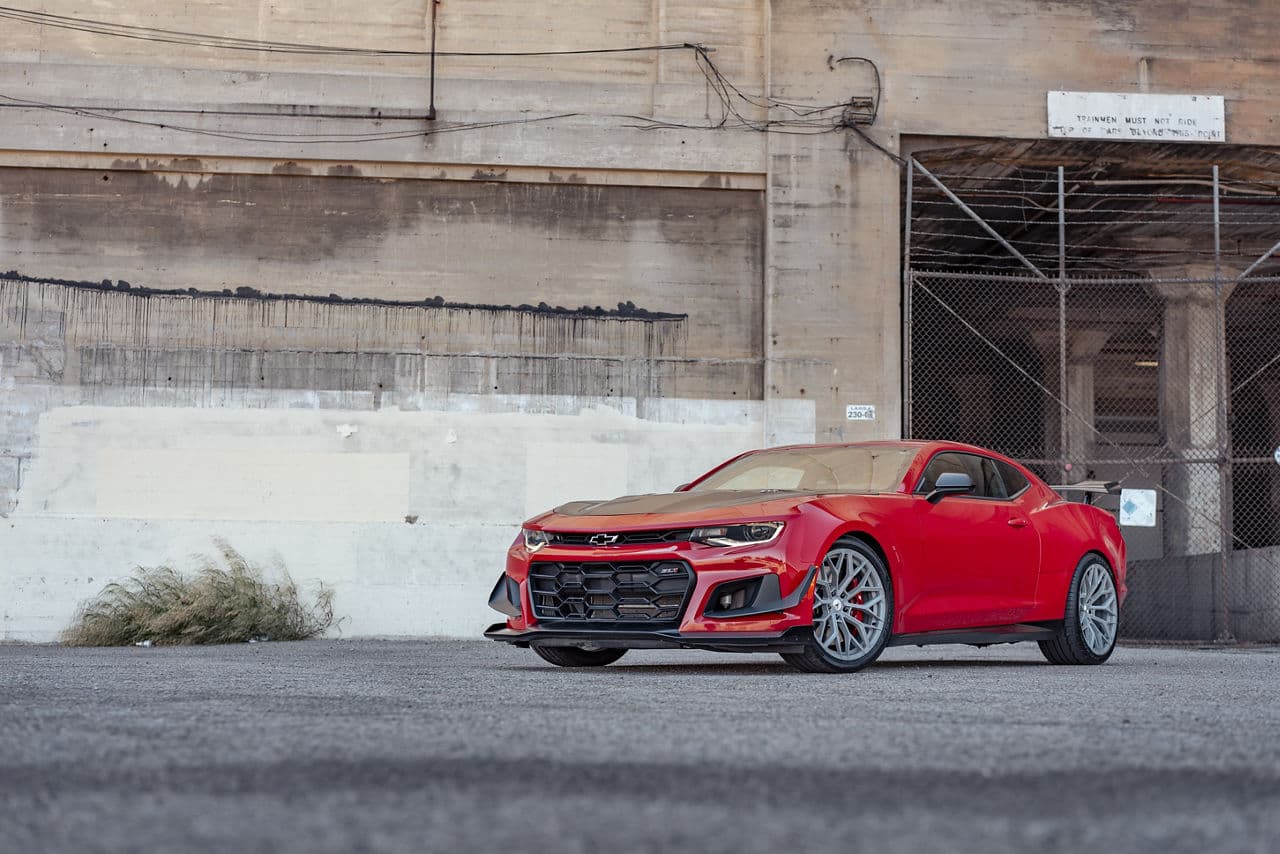 Rear view of 2020 Chevrolet Camaro with wheels