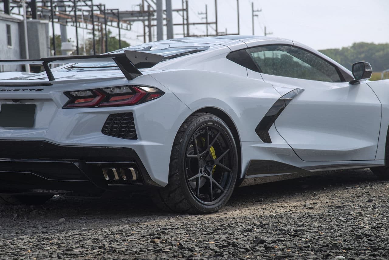 Detail view of 2020 Chevrolet Corvette with wheels