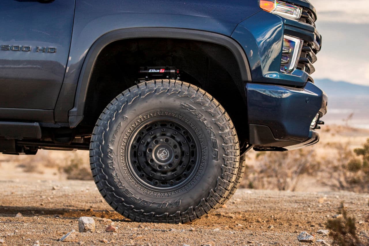 Side profile of 2020 Chevrolet Silverado 2500 with wheels