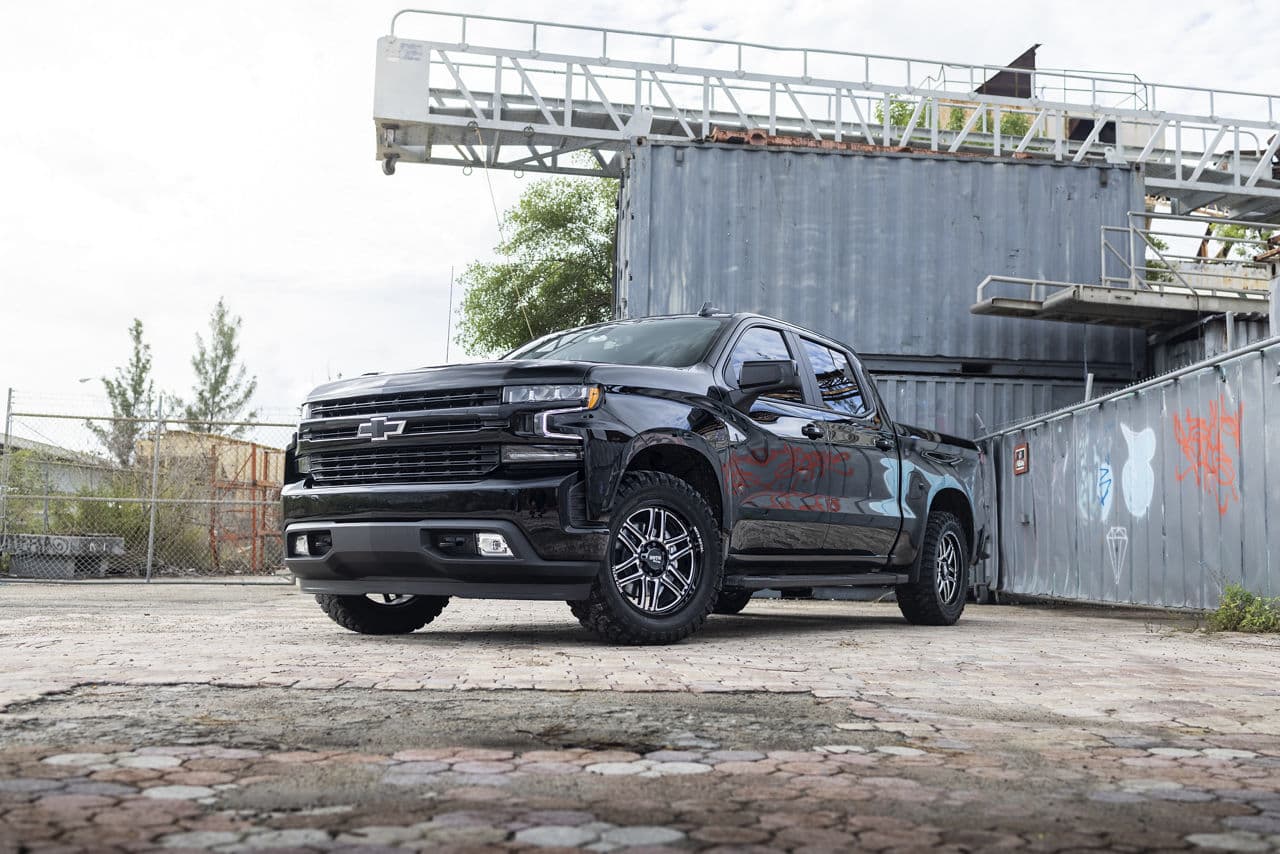 Detail view of 2020 Chevrolet Silverado with wheels