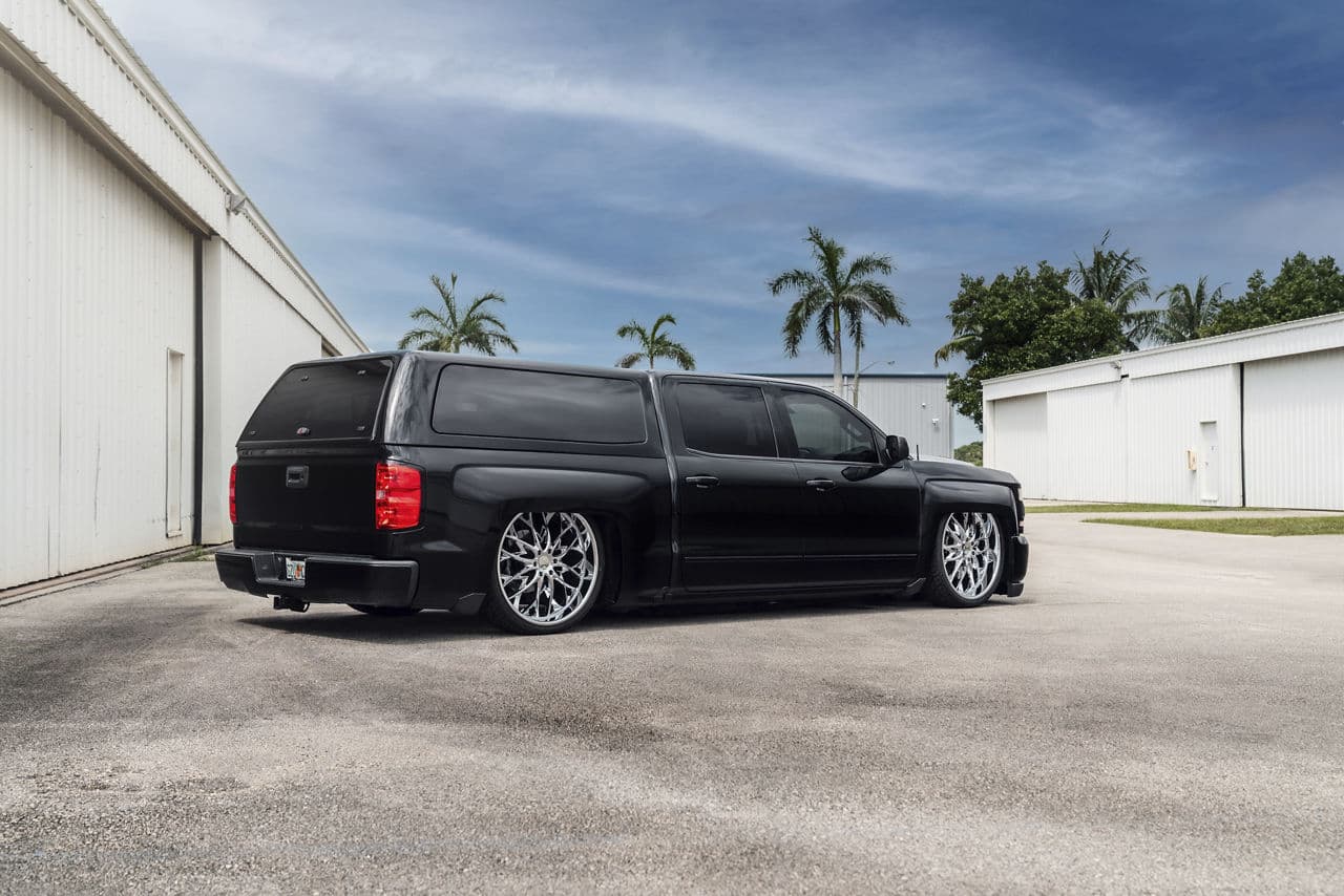 Side profile of 2020 Chevrolet Silverado with wheels