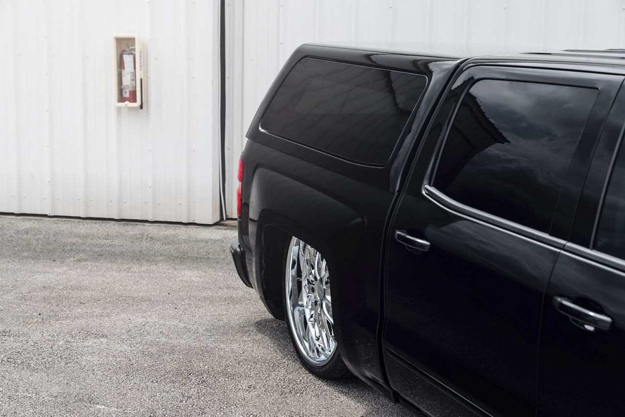 Rear view of 2020 Chevrolet Silverado with wheels
