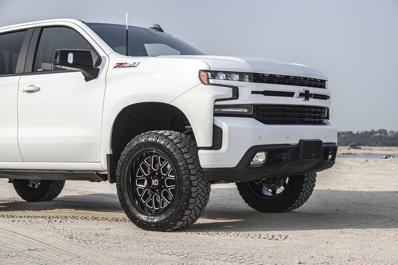 Rear view of 2020 Chevrolet Silverado with wheels