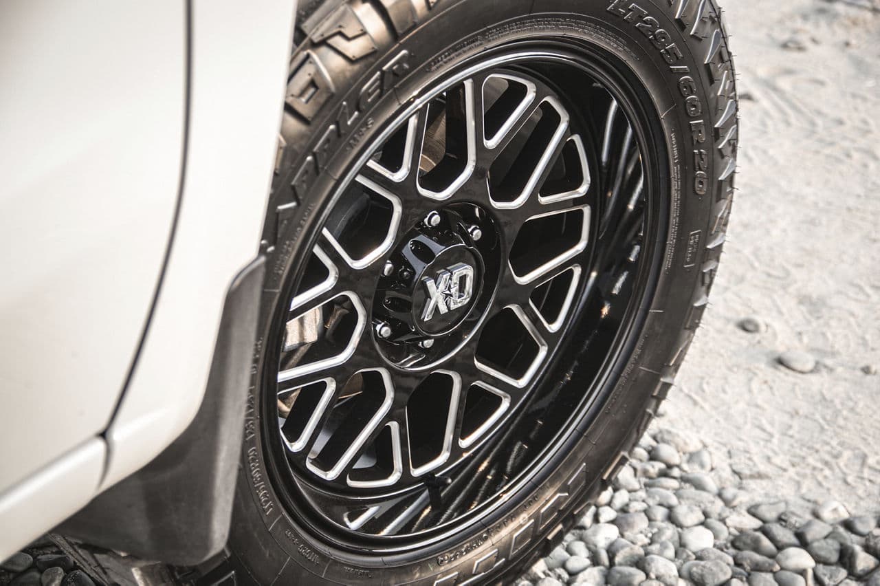 Detail view of 2020 Chevrolet Silverado with wheels