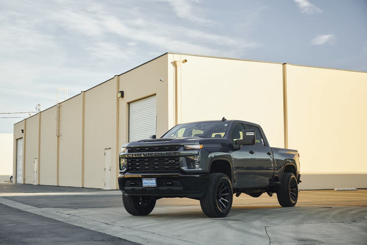 Side profile of 2020 Chevrolet Silverado with wheels