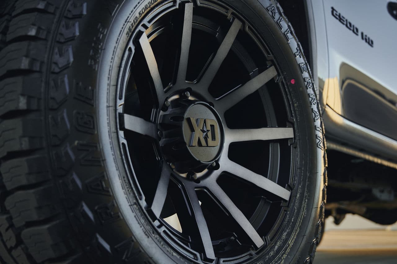 Rear view of 2020 Chevrolet Silverado with wheels