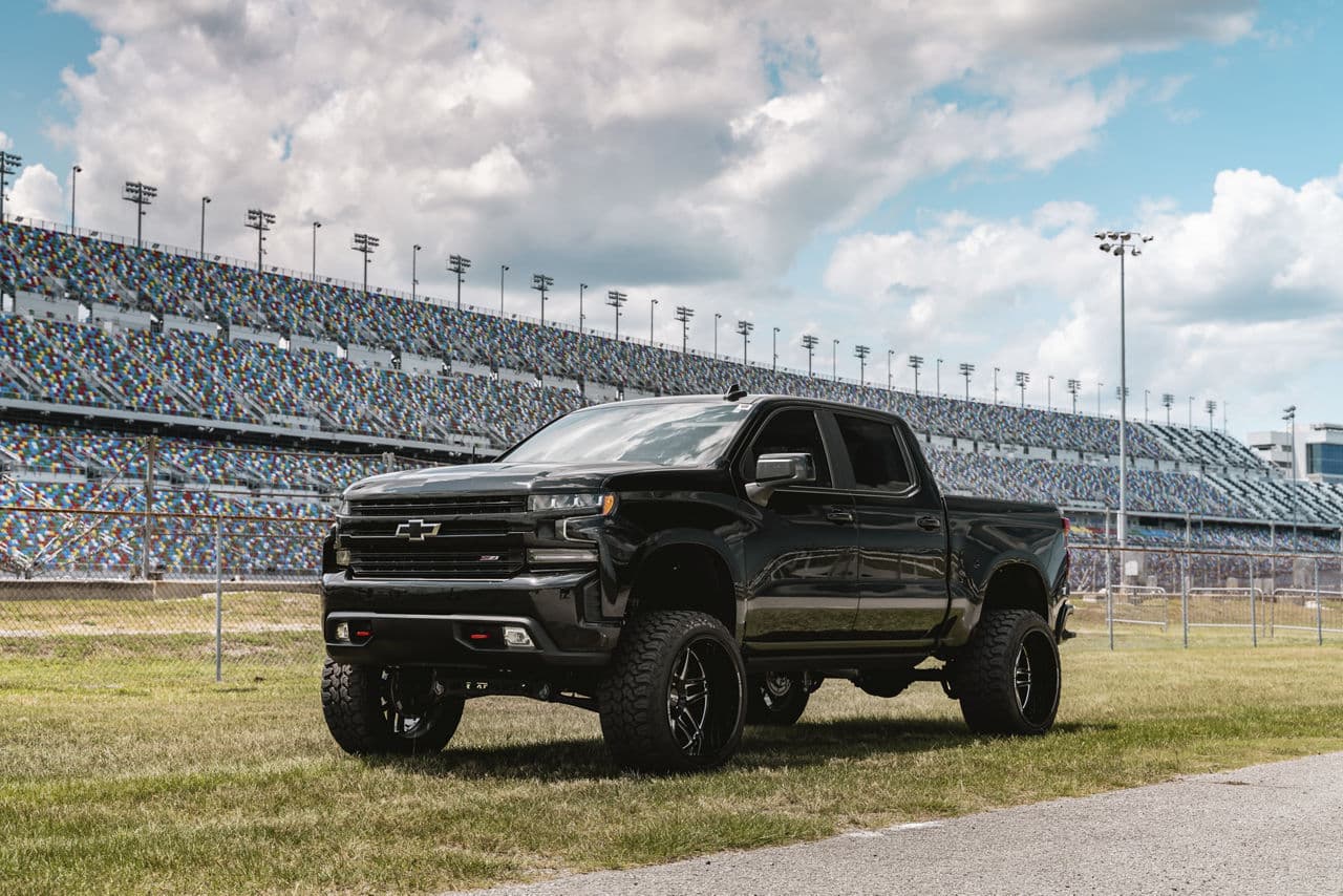 Rear view of 2020 Chevrolet Silverado with wheels