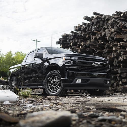 Detail view of 2020 Chevrolet Silverado with wheels