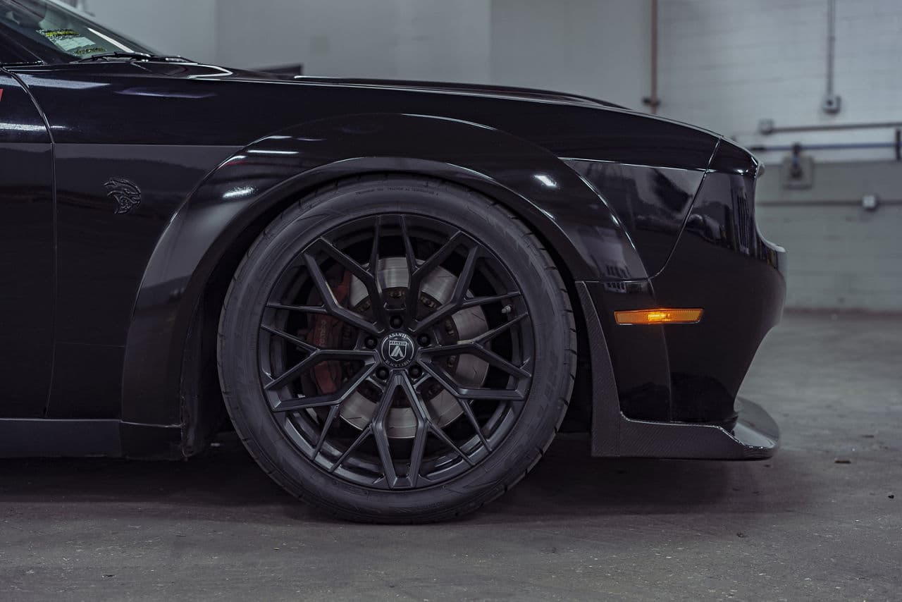 Rear view of 2020 Dodge Challenger with wheels
