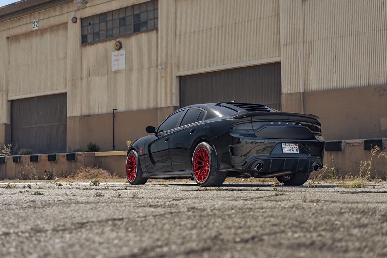 Rear view of 2020 Dodge Charger with wheels