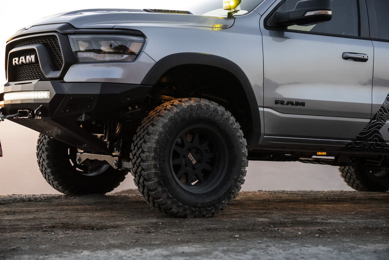 Side profile of 2020 Dodge Ram 1500 Rebel with truck suv wheels