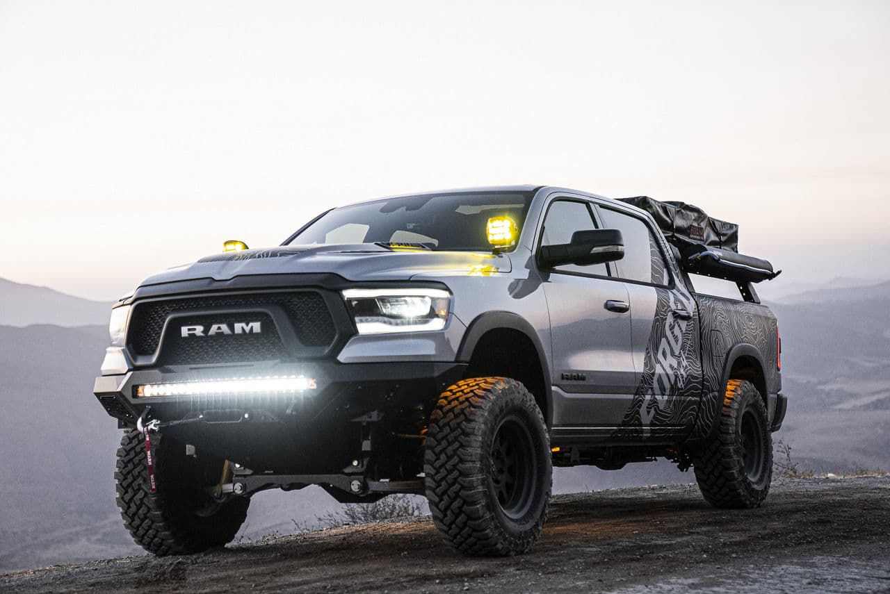 Rear view of 2020 Dodge Ram 1500 Rebel with truck suv wheels