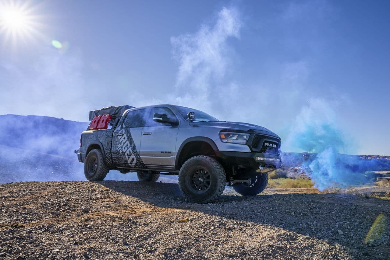 Interior of 2020 Dodge Ram 1500 Rebel with truck suv wheels