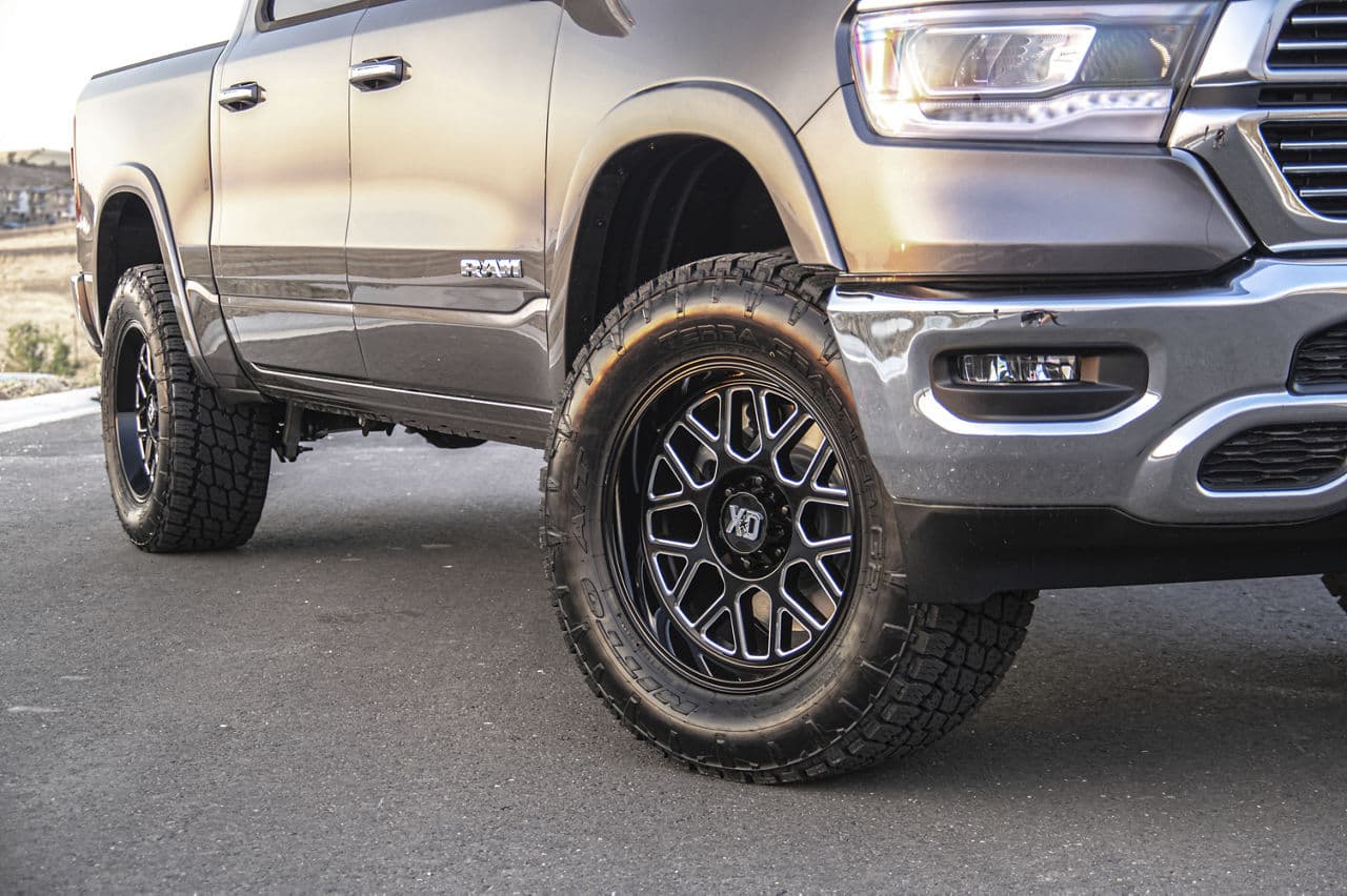 Side profile of 2020 Dodge Ram with wheels