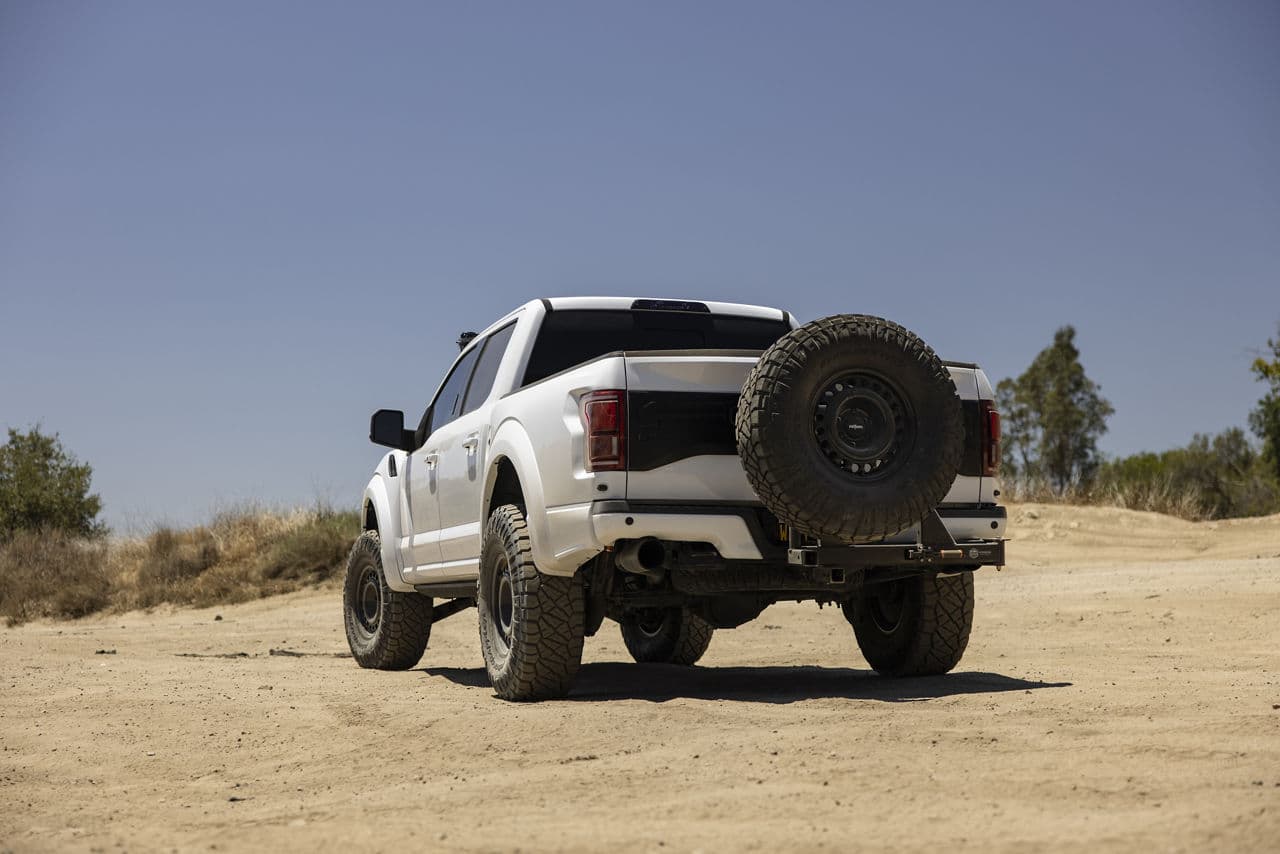 Rear view of 2020 Ford F150 Raptor with truck suv wheels