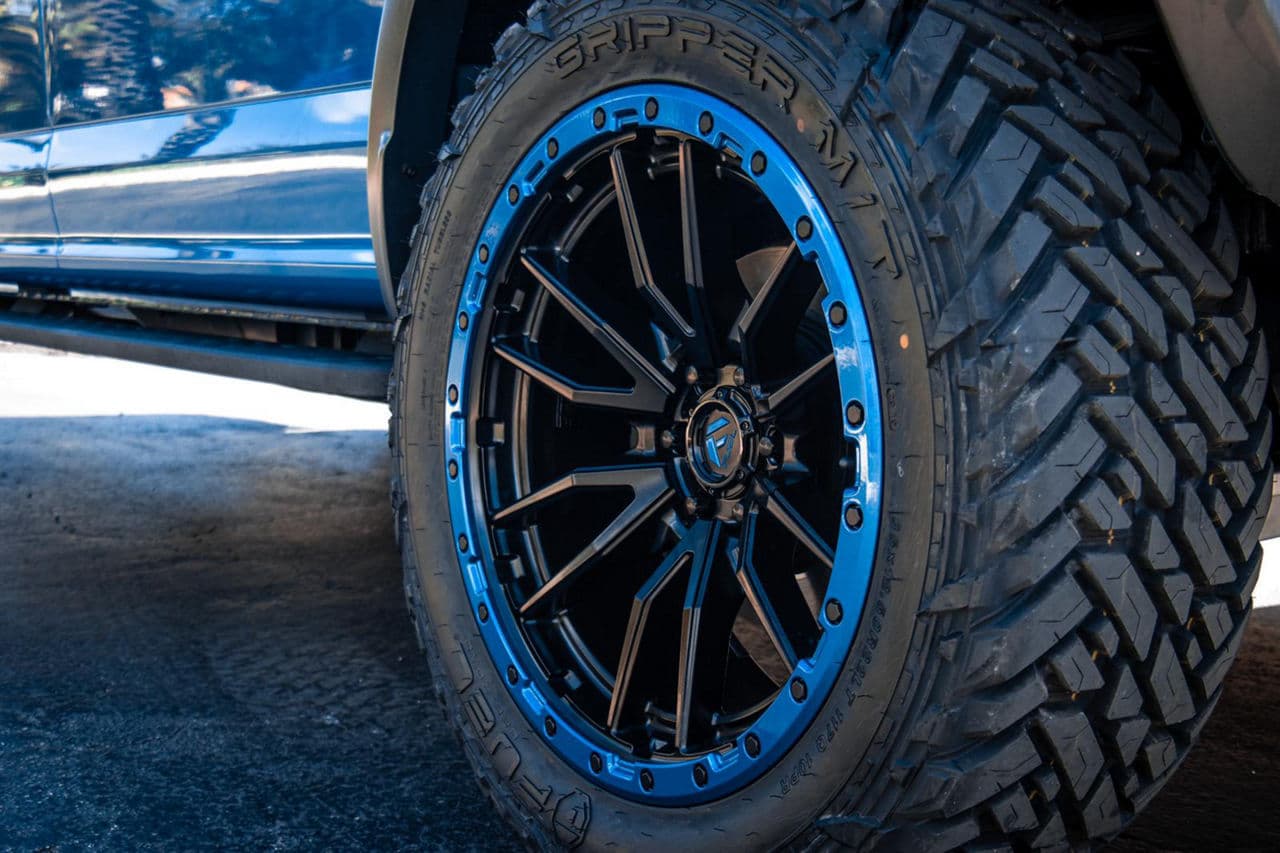 Rear view of 2020 Ford F150 Raptor with truck suv wheels