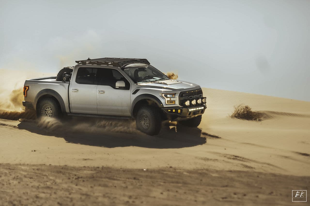 Interior of 2020 Ford F150 Raptor with wheels