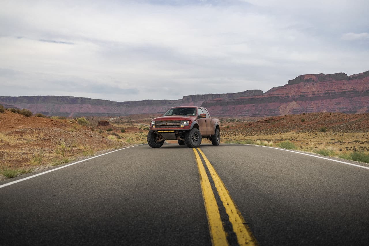 Front view of 2020 Ford F150 Raptor with wheels
