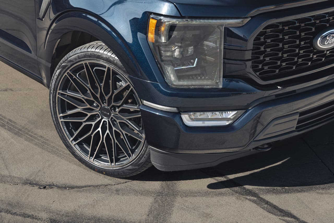 Side profile of 2020 Ford F150 with wheels