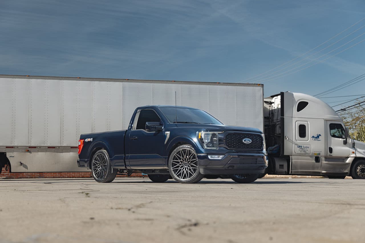 Rear view of 2020 Ford F150 with wheels