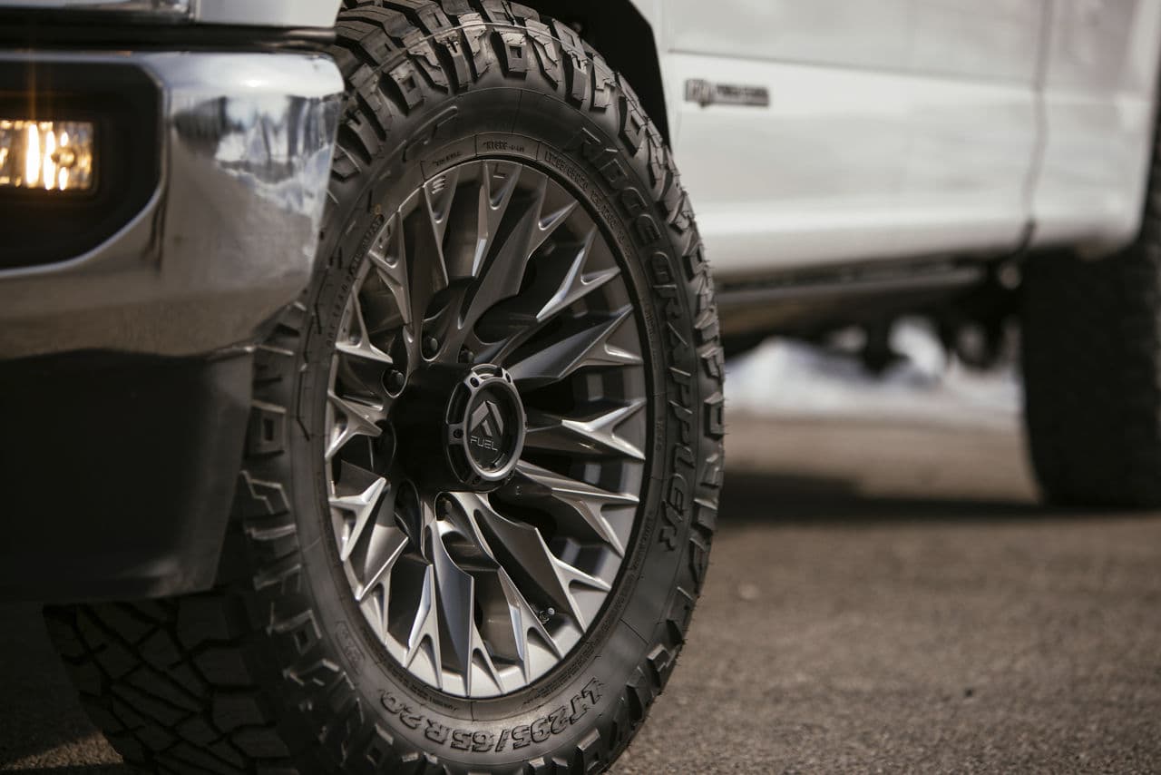 Detail view of 2020 Ford F250 with wheels