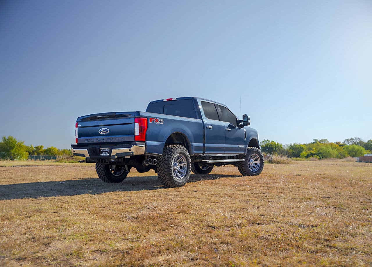 Rear view of 2020 Ford F250 Lariat with wheels