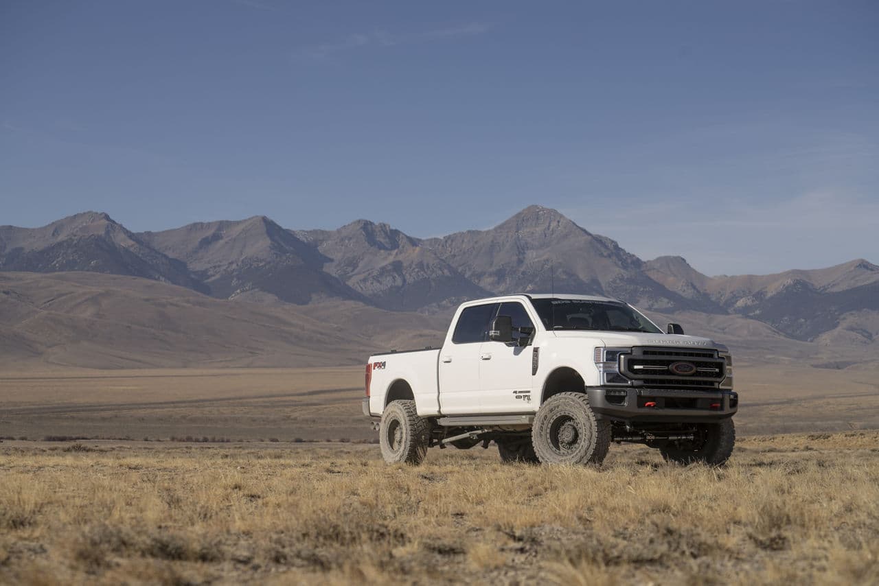 Front view of 2020 Ford F350 Lariat with wheels