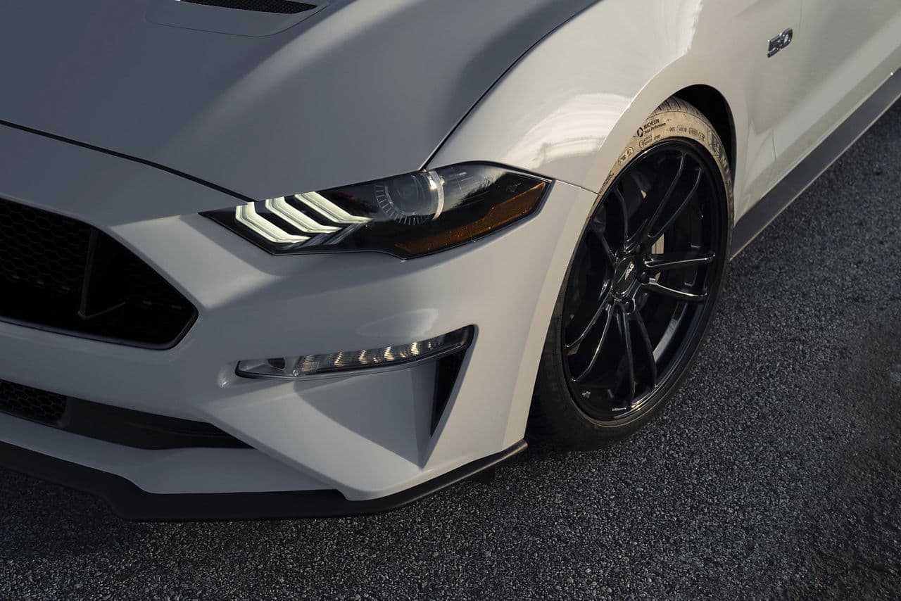 Detail view of 2020 Ford Mustang GT with wheels