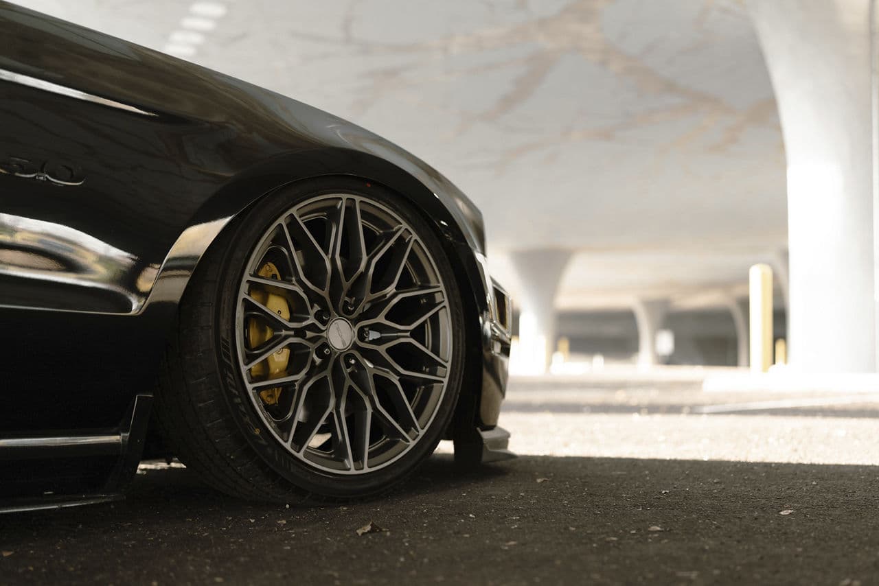 Detail view of 2020 Ford Mustang GT with wheels