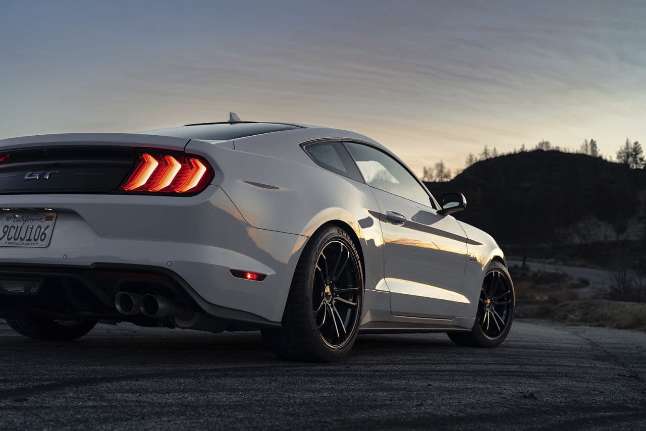 Side profile of 2020 Ford Mustang GT with wheels